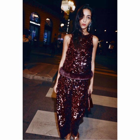 Zara Burgundy Sequin Pants - Picture 9 of 11